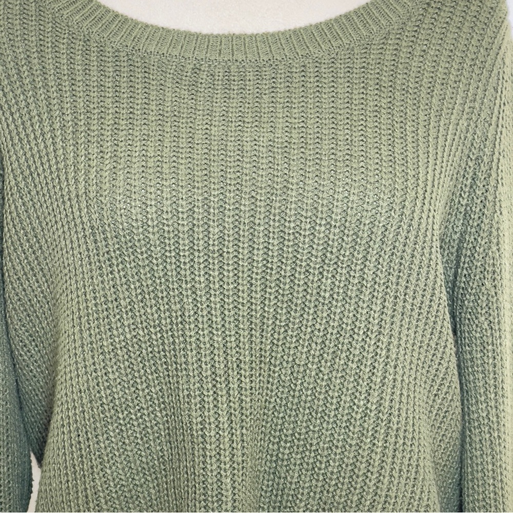 Charlotte Russe Olive Green Cropped Sweater Zip Sleeve Small - Picture 2 of 7